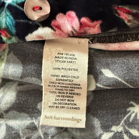 Soft Surroundings Velevet Floral Button Down Boyfriend Tunic Blouse Top - Picture 8 of 11